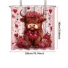 Valentine Day Red Highland Cow Print Waterproof Shower Hanging Curtain Hooks Multiple Sizes Curtains Single Panel Made Of Polyester
