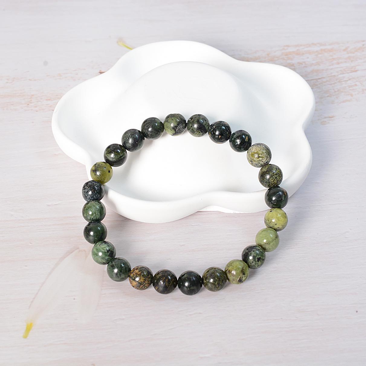 Tibetan Jade Medicine King Stone Round Bead Bracelet, 8-10mm, Single Loop, Popular Design