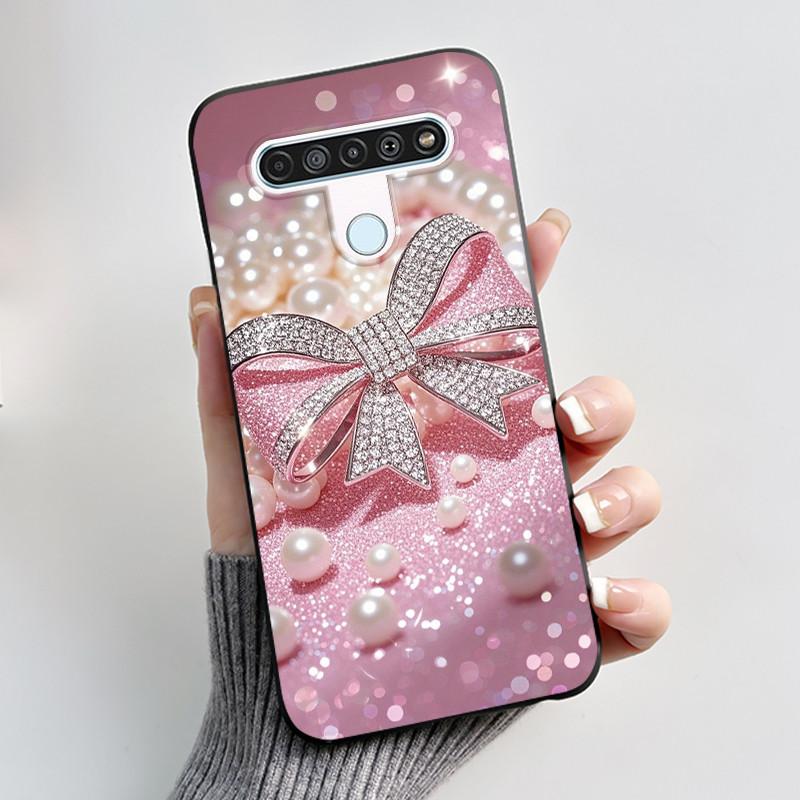 Cute Case For LG Q61 Capa For LG K61 Coque For LG Q70 Fundas Printing Shell Protective Cover Soft Silicone Cartoon Black Casing