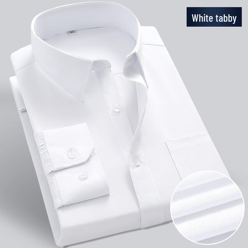 Men's Versatile White Shirt - Long/Short Sleeve, Non-Iron, Striped, Casual To Formal Wear
