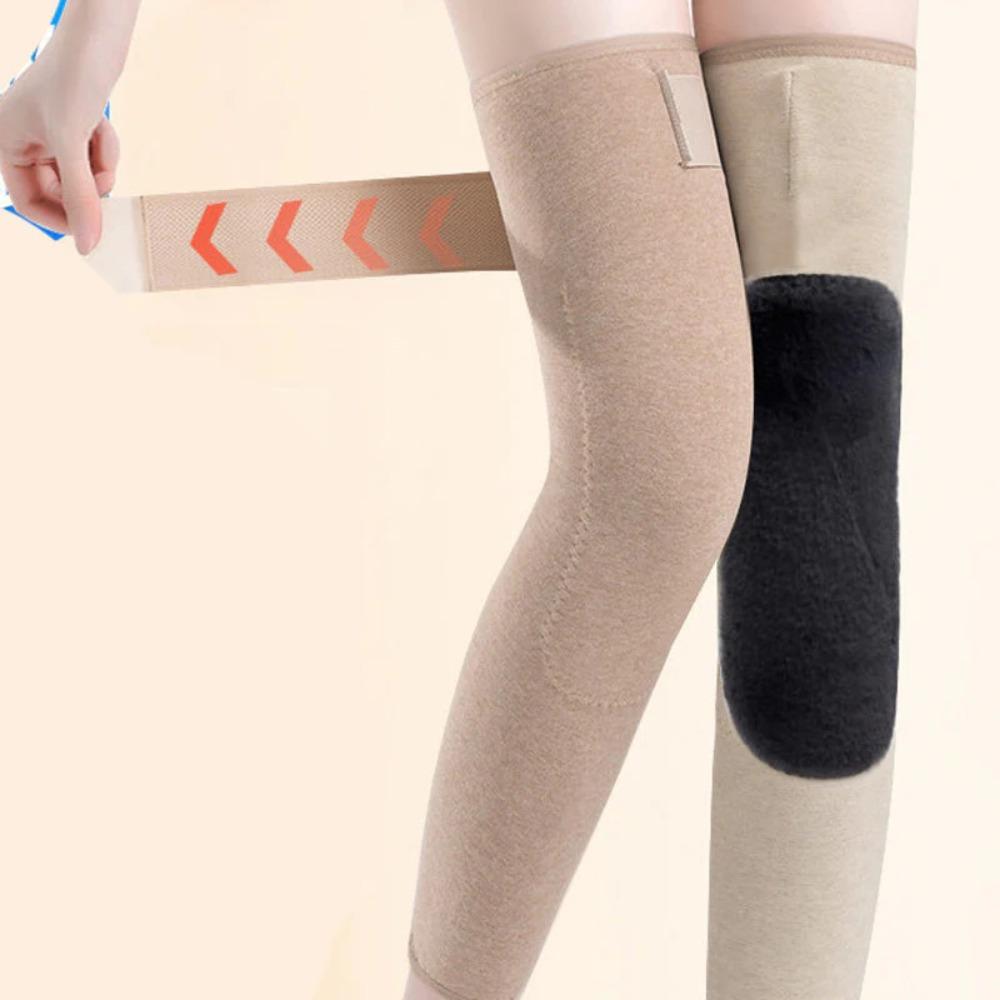 

Anti-slip Strappy Long Knee Pads Extra Long Plush Leg Warmers Sleeves For Autumn/Winter коричневий