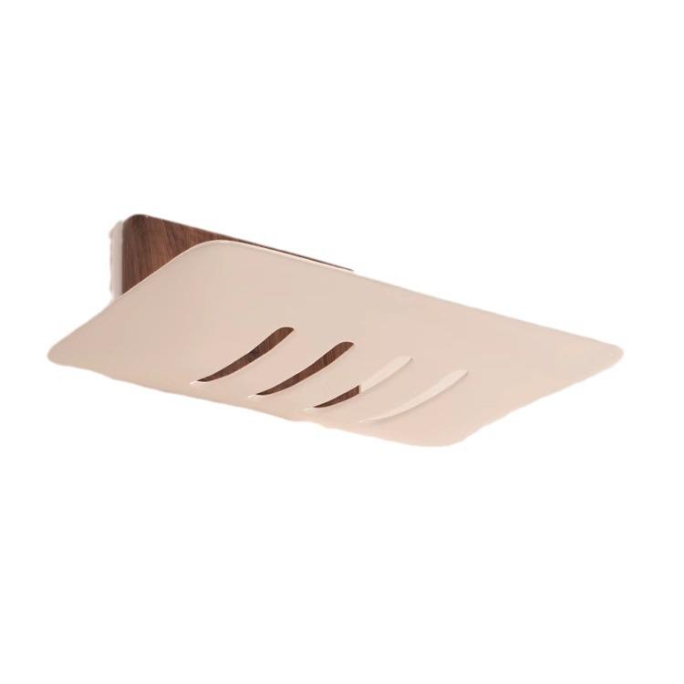 Meilade Wall-Mounted No-Drill Soap Dish Holder with Draining Black Walnut Storage Rack