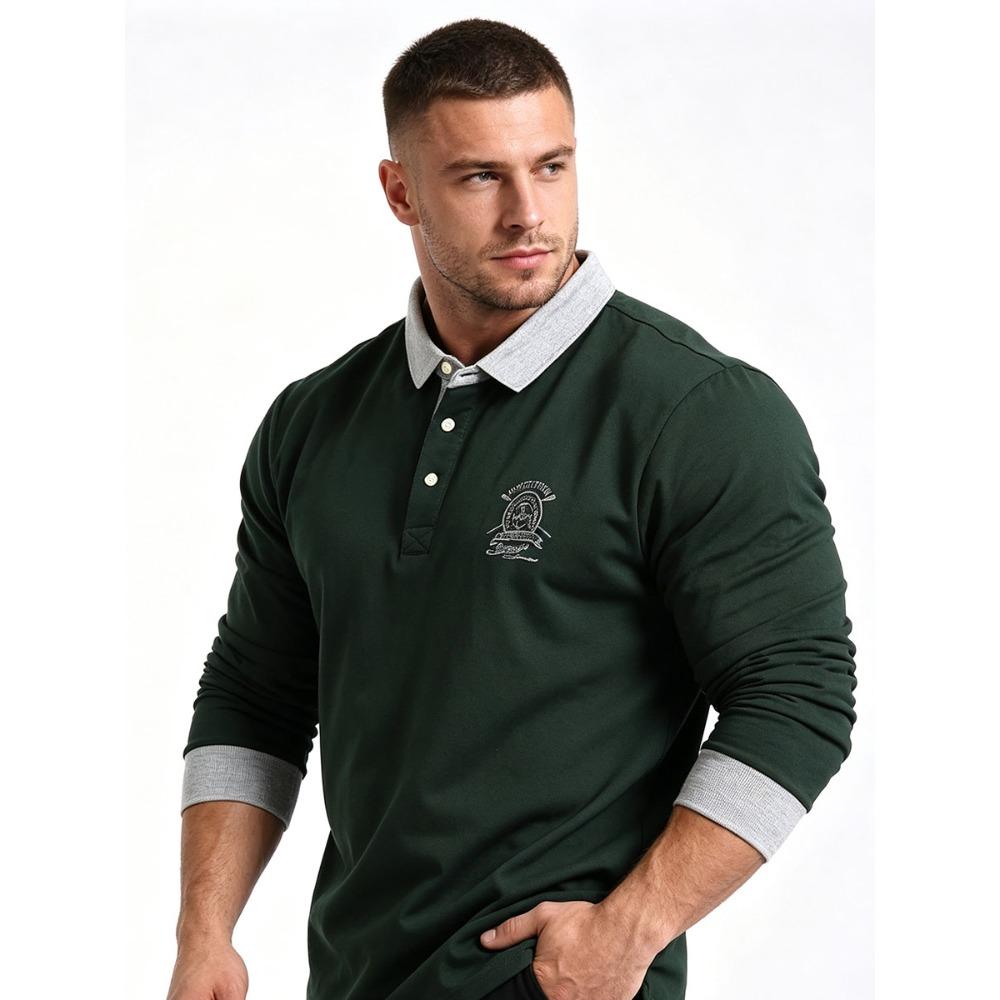 Polo da uomo primaverile Polo casual in cotone da uomo Polo a maniche lunghe T-shirt oversize