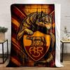 "Regal Wolf with Roman Emblem Design" Patterned Flannel Blanket Perfect for the Bedroom Living Room, Sofa, or a Little Nap