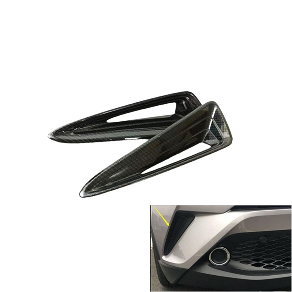 Toyota CHR Front Bumper Hole Carbon Fiber Style Front Corner Exterior Custom Car Car Compatible with CHR ZYX10 NGX50 of C-HR Covers, Garnish, Parts,