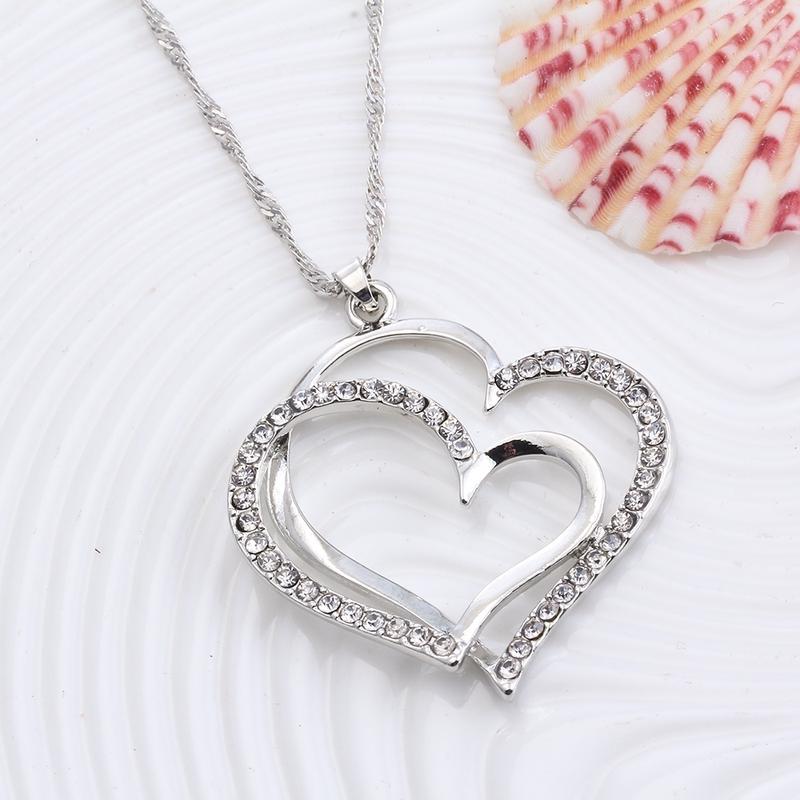 Princess Bride Bridesmaid Romantic Wedding Creative Necklace Earring Set Fashion Luxury Crystal Charm Jewelry Heart Accessories