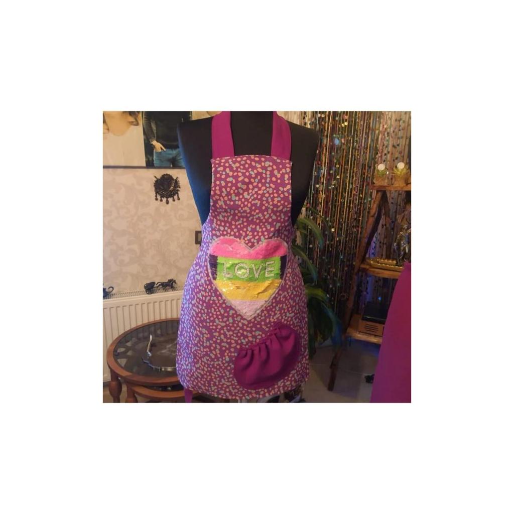 Hearty Design Mother Daughter Kitchen Apron With Pocket And Animal Character Combine