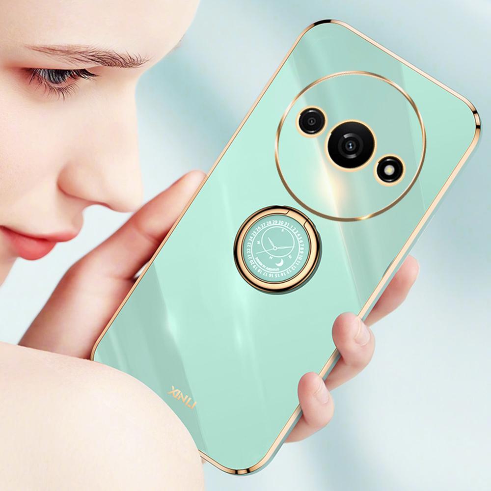 XINLI For Xiaomi Redmi A3 4G/Poco C61 4G Electroplating Case Ring Holder Kickstand Soft TPU Cover