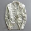 M-7XL Spring Autumn Men's Casual Shirts Retro Chinese Style Stand Collar Slim Long Sleeve Shirt