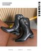 Stivali da Cowboy Western in Pelle Retrò da Uomo, Punta Acuta, Taglia Grande, Tacco in Legno, Stile Cavaliere.