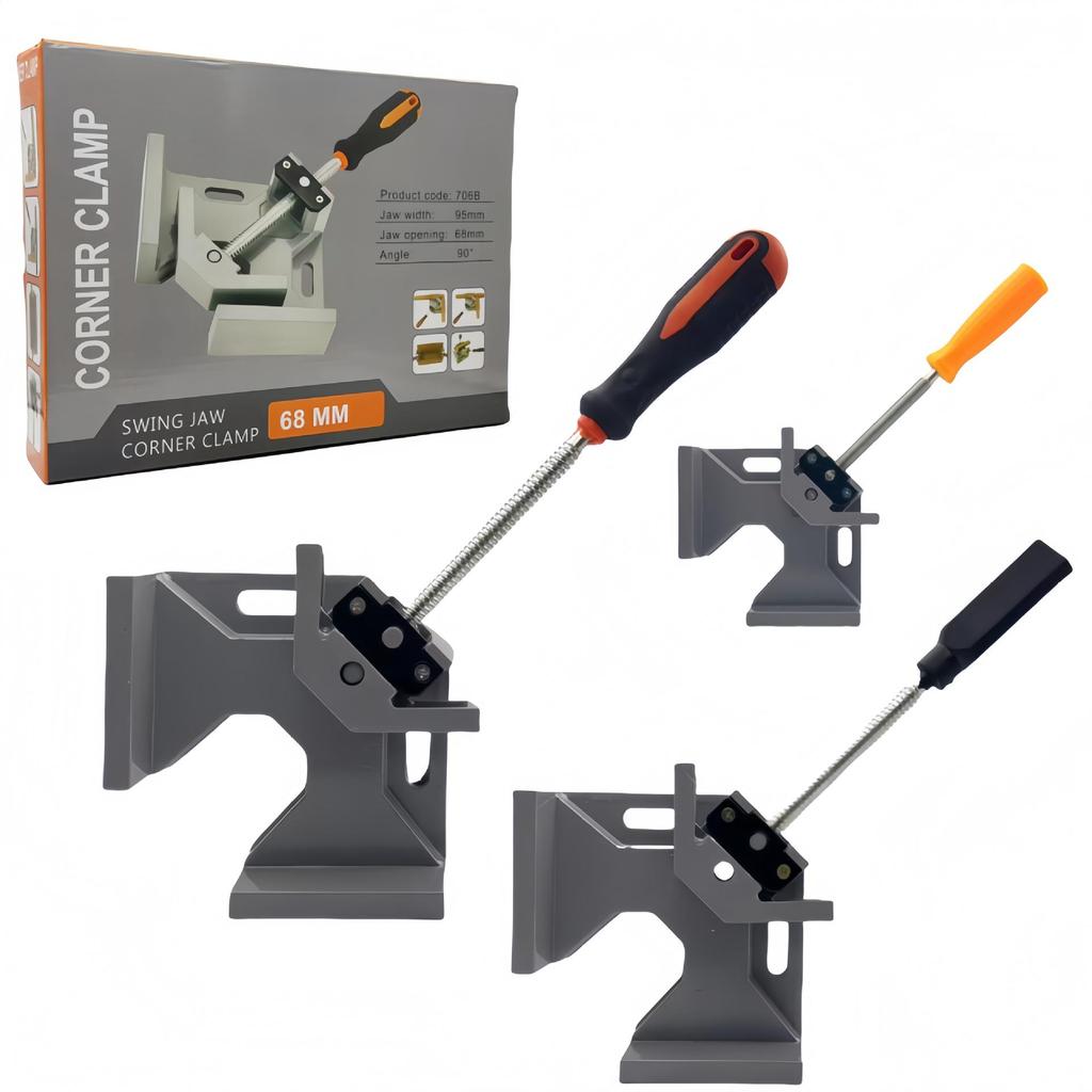 90° Mini Corner Clamp - Right Angle, Quick-Fix for Woodworking, Welding, Picture Frames, Glass, Fish Tanks