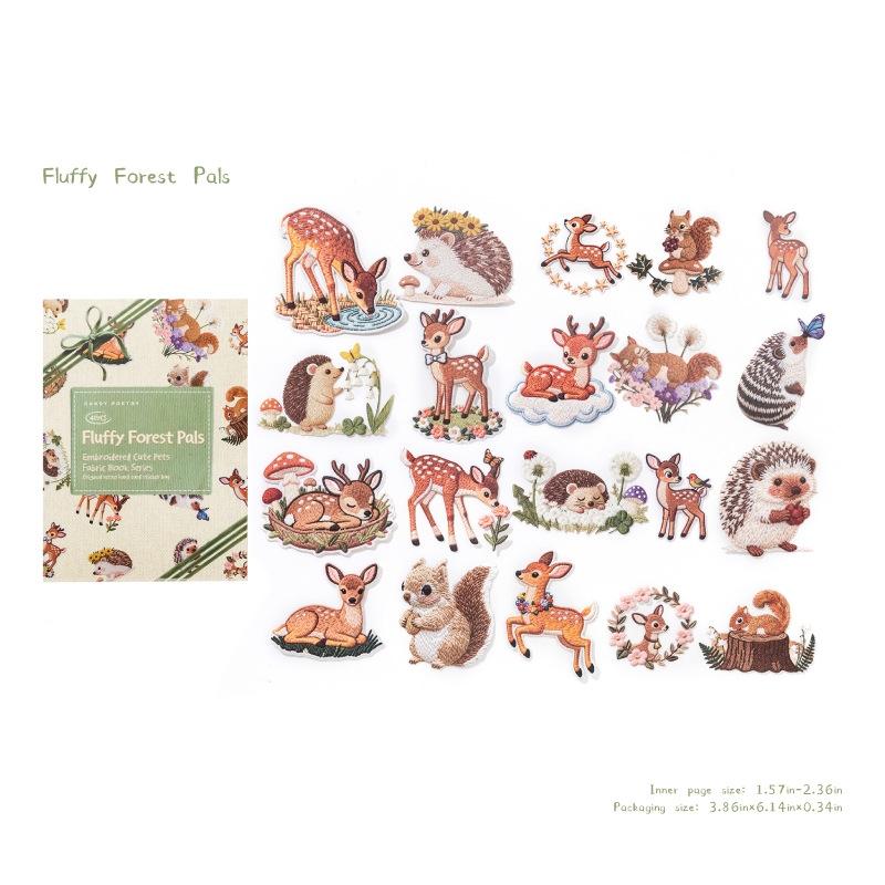 

40Pcs Creativity Embroidered Dnimals Simulated Relief Stickers Fun Scrapbooking Retro DIY Diary Decoration Stationery Stickers