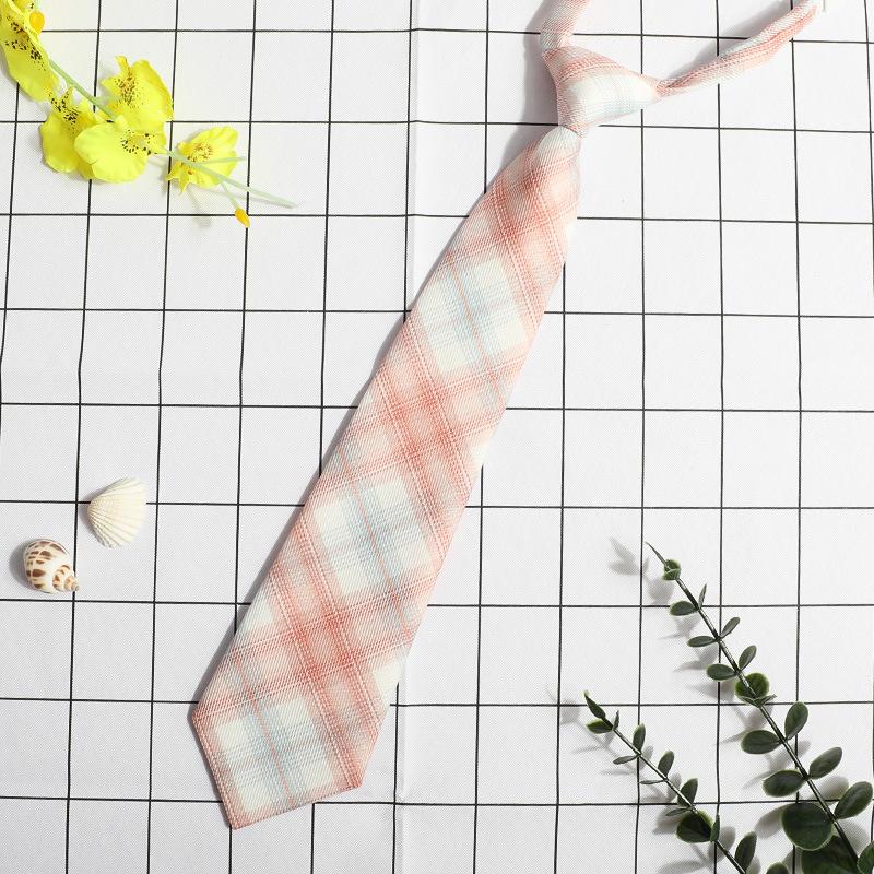 Jk Small Tie Female College Style Lazy Japanese Plaid Uniform Shirt Tie Student Ins Men'S And Women'S Short Styles Free Of Charge