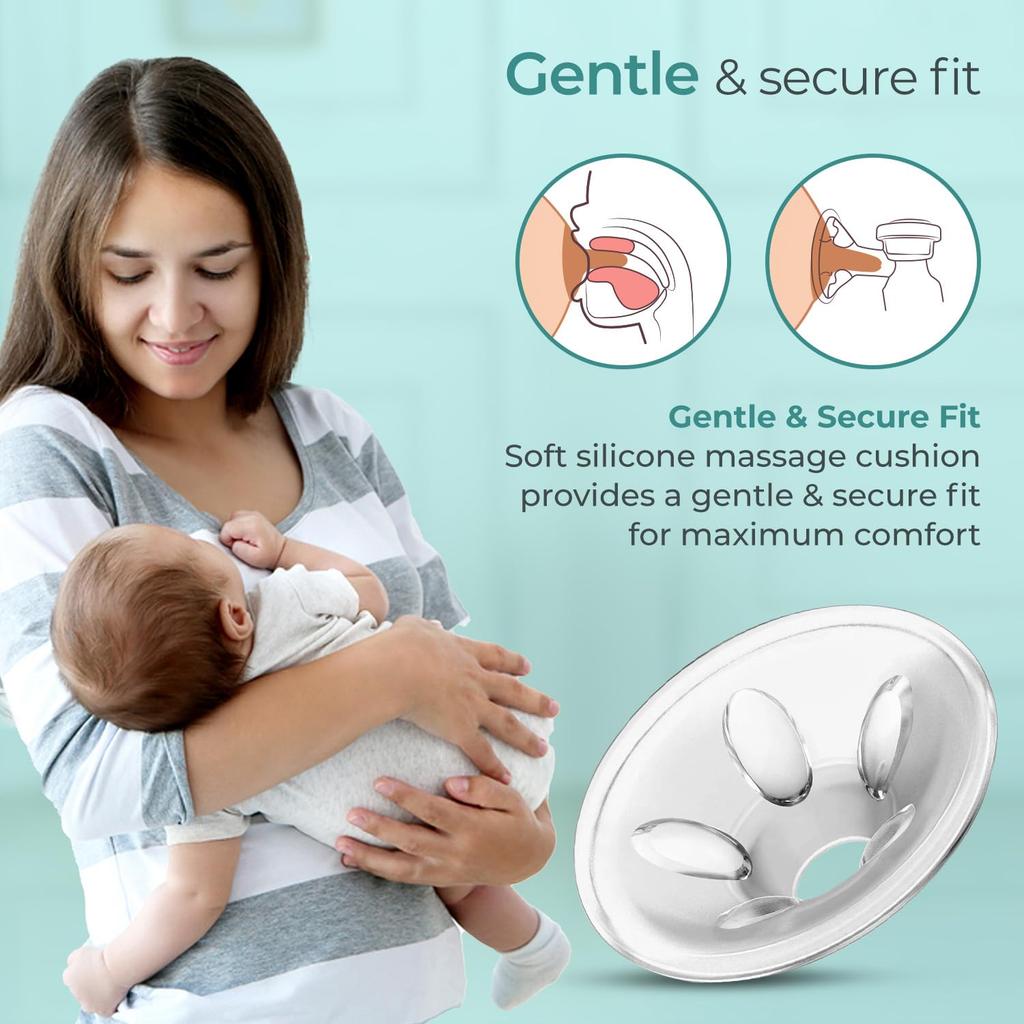 LuvLap Comfy Manuelle Milchpumpe mit 3 Saugstufen, Ergonomischem Griff, Weichem Silikon-Massagekissen und Kostenlosen Stilleinlagen