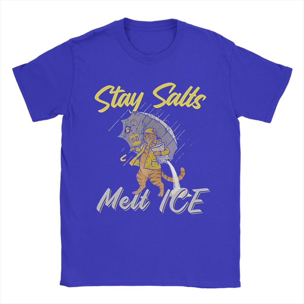 Stay Salts Melt ICE Funny Cat Umbrella Pure Cotton T Shirt For Mens Summer Classic TShirts ONeck Tees Oversize Hot Sale Tops