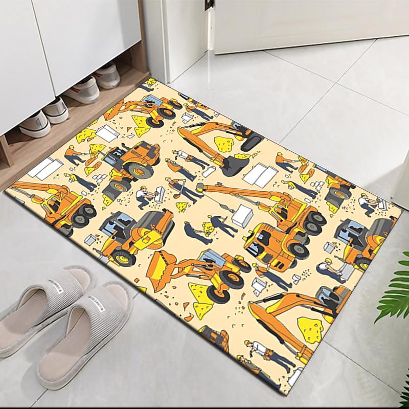 excavator Printed Carpet, for Office Chair Living Room Bedroom Kitchen Room Decor Gifts.