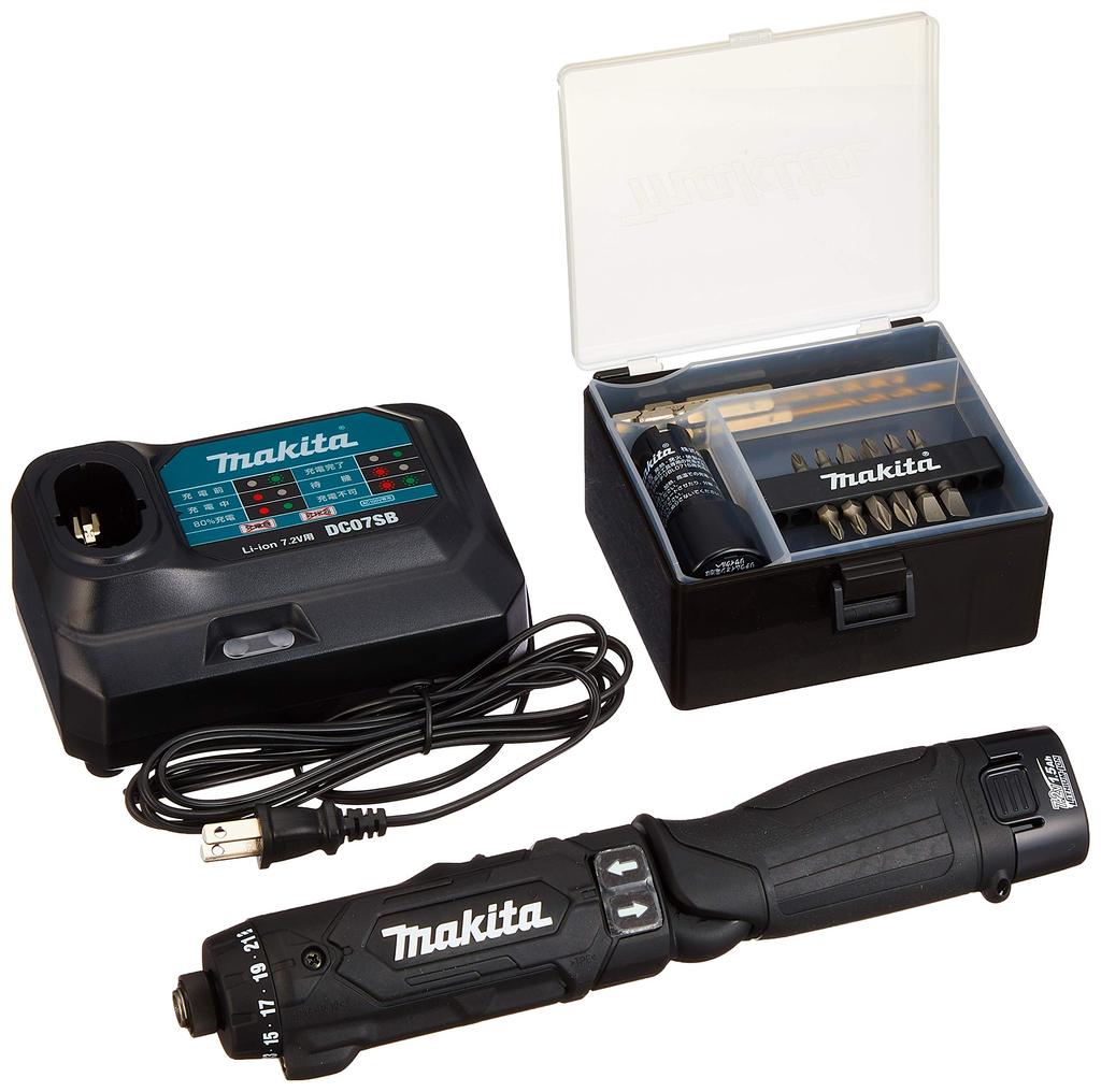 Makita Rechargeable Pen Driver Drill with 2 and Aluminum Case DF012DSHXB (Black) 7.2V 1.5Ah Batteries, Charger,