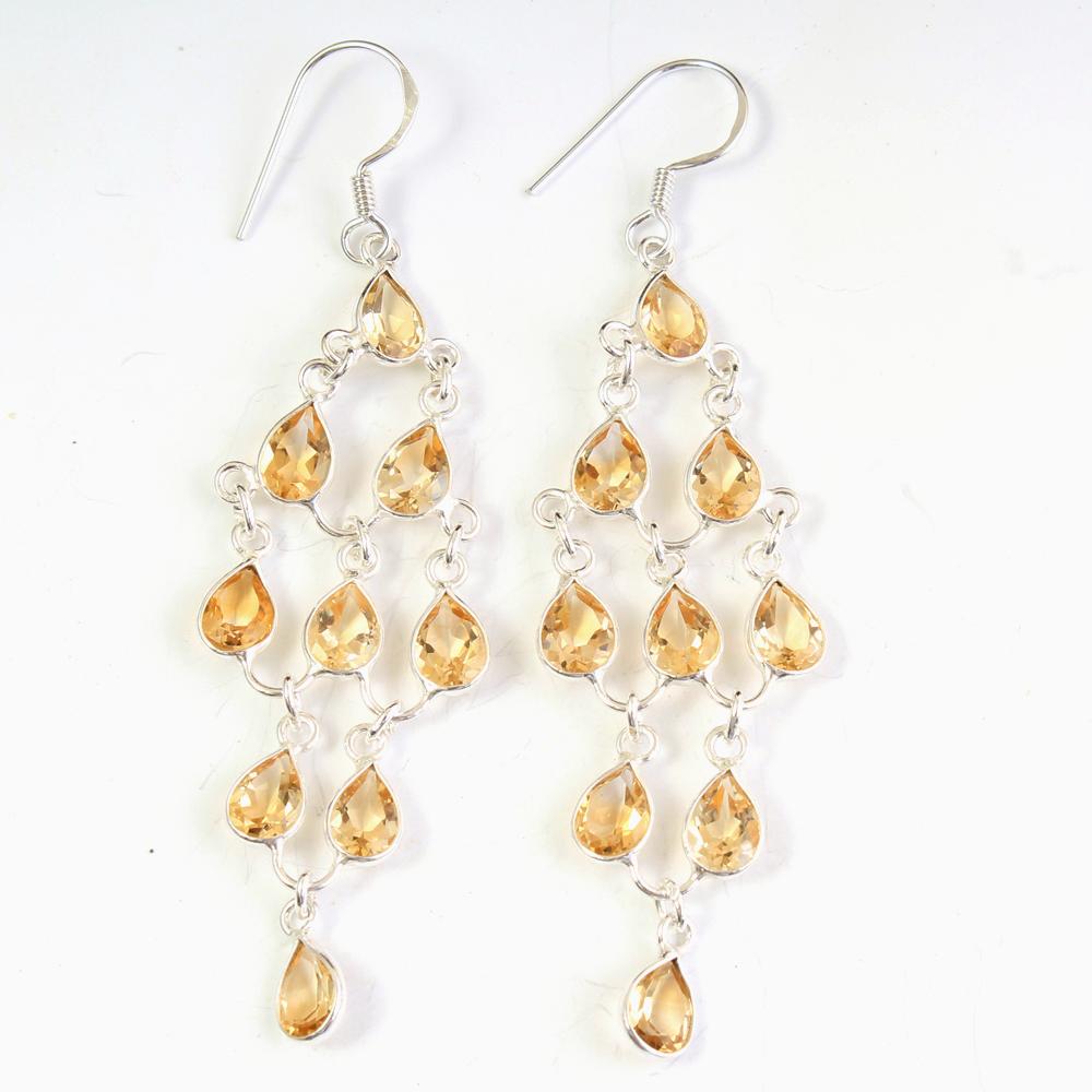 Citrine Silver Earring, Women Jewelry, 925 Sterling Silver Jewelry, Silver Charm Earring, Dangle Earring