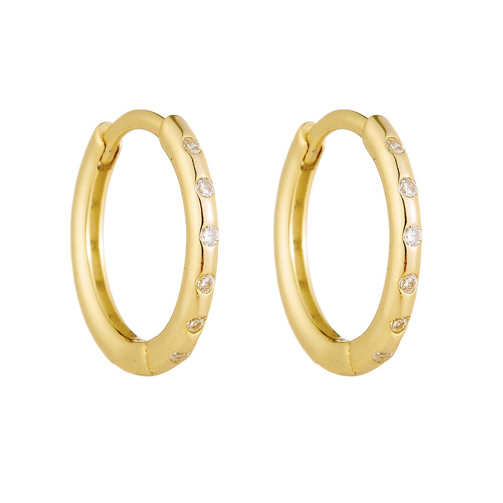Peishang Jewelry 925 Sterling Silver 14K Gold Plated Mini Series Small Cz Zircon Sample Hoop Huggies Earrings