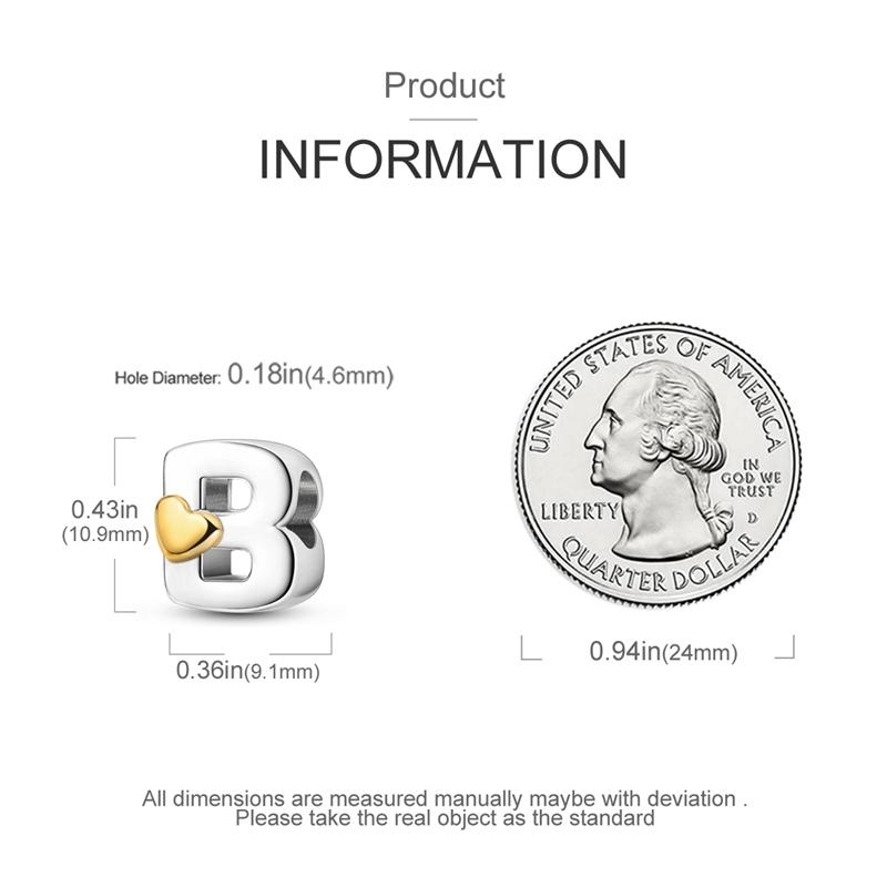 Charms Originale Heart English Alphabet Series Bead Fits Bracelets Necklace Women Charm Copper Luxury Diy Jewelry Gifts