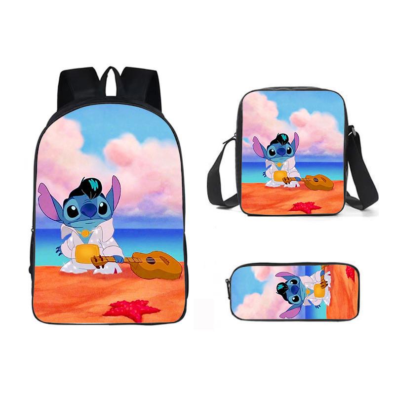 Stitch Cartoon Backpack For Kids Oxford Fabric Waterproof School Bag With Breathable Straps