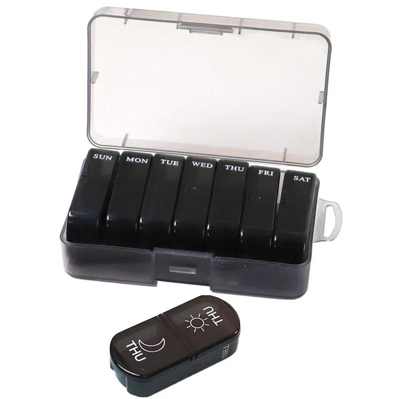 1Pcs Weekly Pill Case Pillbox 7 Days Medicine Tablet Box Portable Travel Drugs Storage Organizer Secret Compartments Pill Box