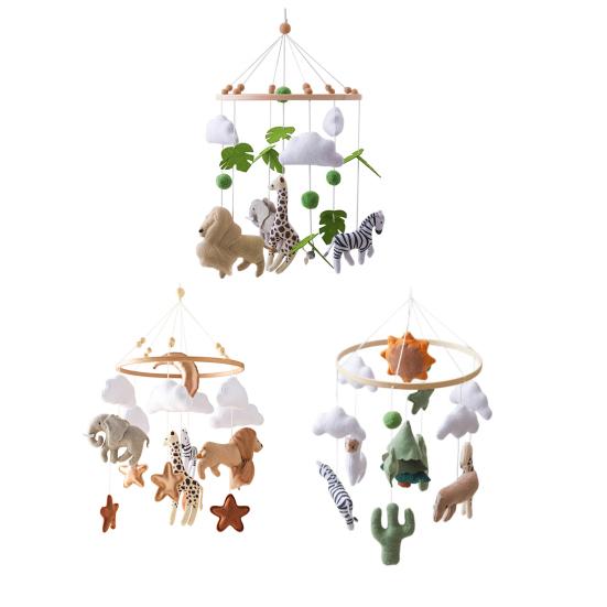 Baby Crib Mobile Clouds Animals Leaf Plush Crib Mobile Handmade Felt Hanging Decor