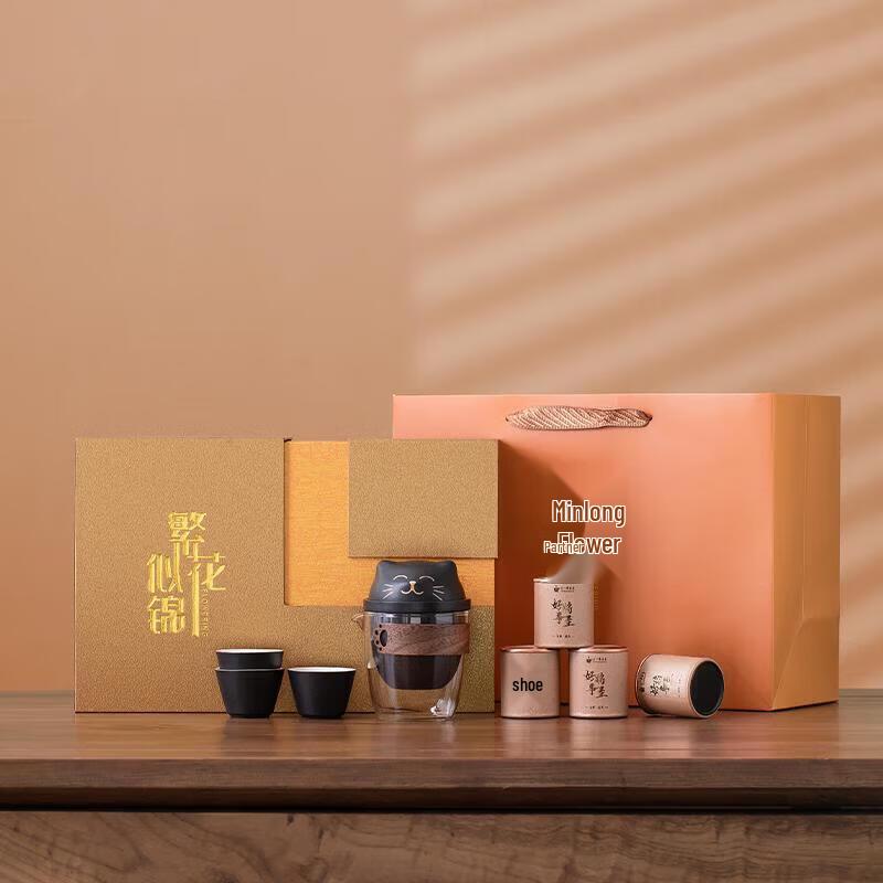 Lucky Cat Ceramic & Glass Tea Set Gift Box