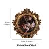 Elegant Baroques Resins Photo Frame with Antique Design Vintage Round Golden Picture Frame Wall Hanging or Desktop