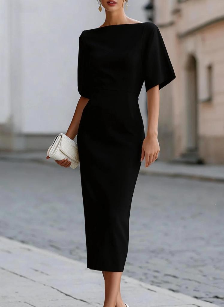 Autumn, elegant temperament, waist and thin medium and long dresses for women
