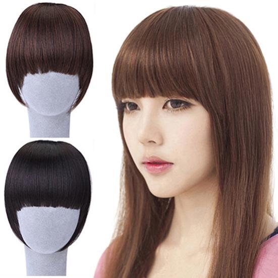 Pretty Girl's Clip On/in Neat Bangs Bob Style Straight Fake Fringe Hairpiece