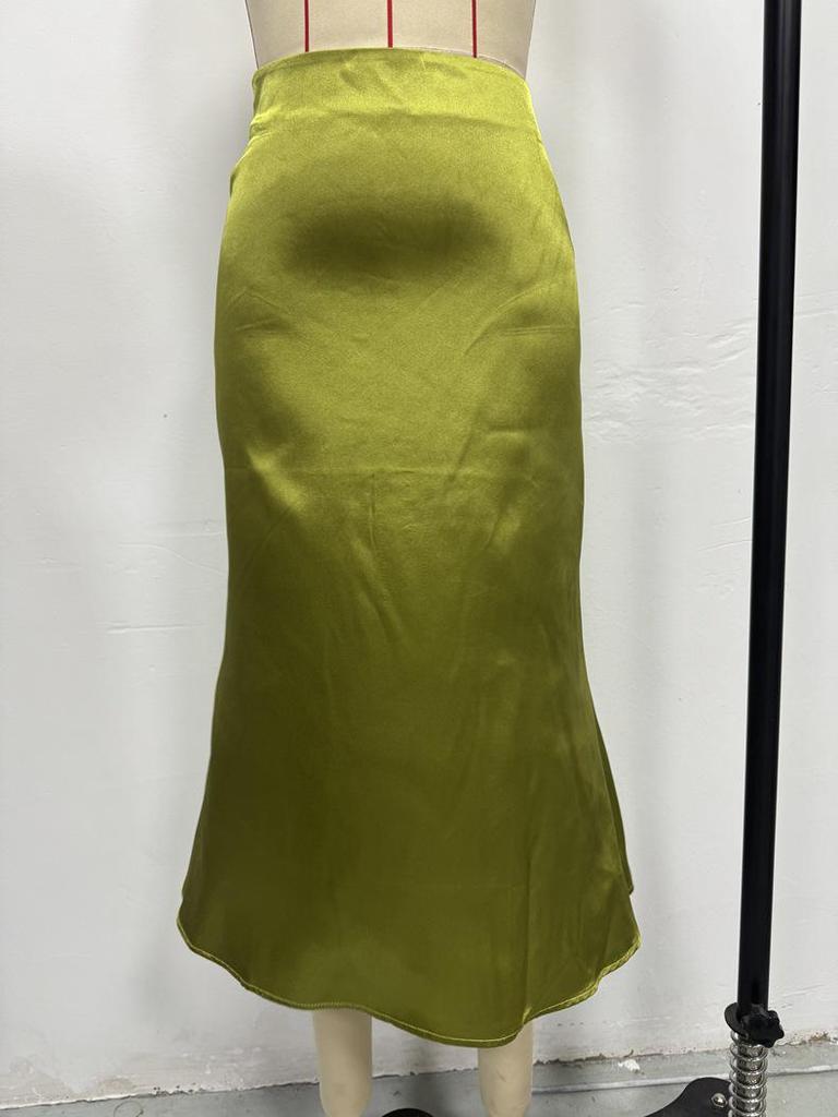 Europejska i Amerykańska Damska Satynowa Spódnica Midi Syrenka - Nowa Kolekcja Wiosna/Lato