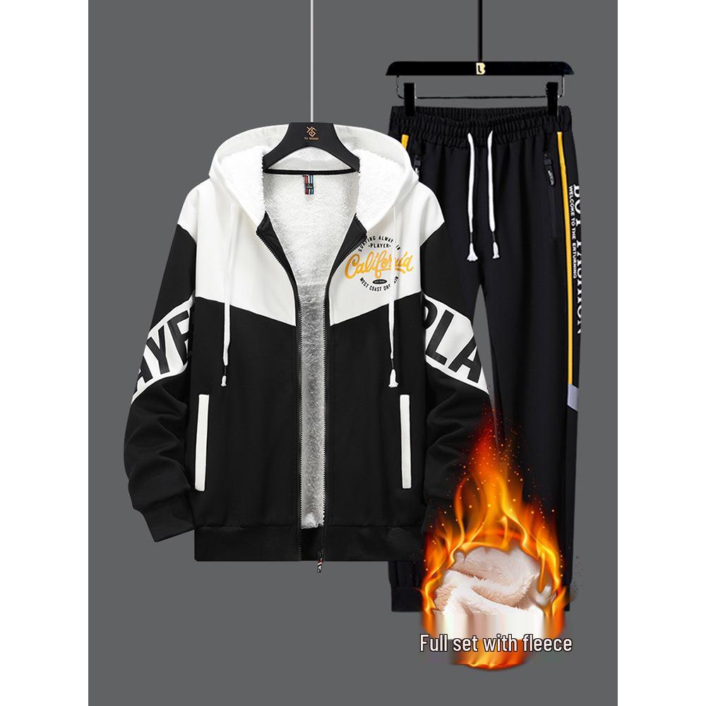 Fleece-Lined Boys' Hoodie - Thick Winter Jacket for Teenagers, Perfect for Autumn Sports and School