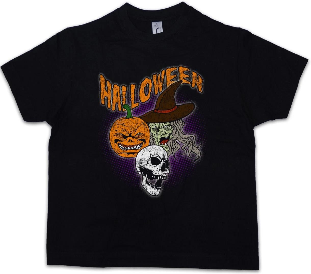 HALLOWEEN FACES Kids Boys kids boys T-Shirt Witch Moon Hexe Pumpkin Face Death Dead Reaper 110