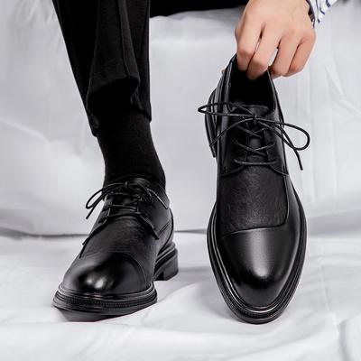 Leather Shoes Men'S Feet Wide Large Size Soft Leather Formal Wear Business Inner Height Increase Thick Sole Black Casual Wedding Groom Shoes