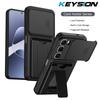 KEYSION Card Slot Holder Bag Phone Case for Infinix Hot 60 Pro+ 5G 60i 60 5G Slide Camera Protection Kickstand Shockproof Cover
