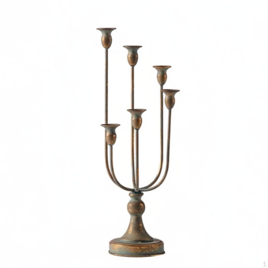 sixArm Candle Holder Traditional 6Arm Candelabrum Metal with Cups for Dining Tables,