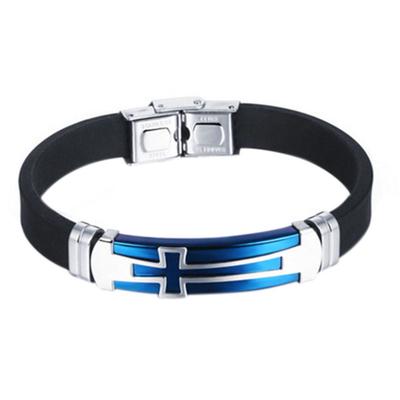 Men Vintage Concise Cross Design Leather Bracelet Fashionable Jewel As Perfect Christmas Gift