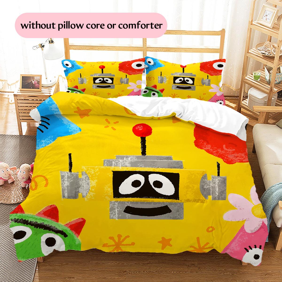 

Yo Gabba Gabba! Pattern Bedding Quilt Set Home Decoration Gift (1 * duvet cover + 2 * pillowcase without core) 240x220cm
