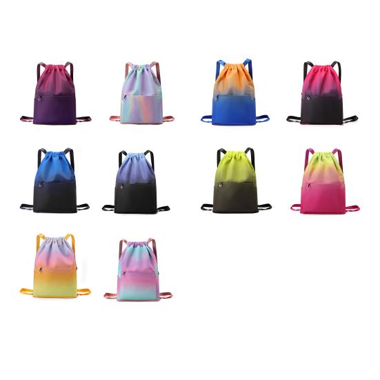 Drawstring Gym Backpack Waterproof Gradient Color Basketball Bag Foldable Sports Backpack for Men Women Soccer Training Swimmers