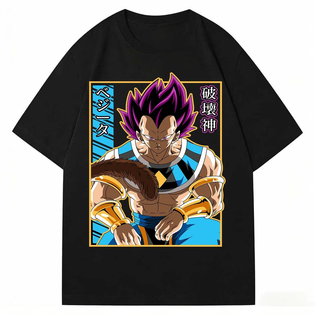 Dragon Ball "Vegeta God of Destruction" Anime Black Women And Men Fashion Comfortable T-Shirt