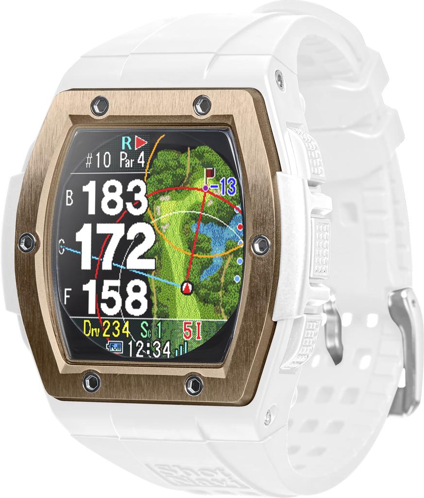 Shot Navi Crest White X Rose Gold GPS Golf Golf Fairway Green Compatible with Overseas Courses Navigator, Rangefinder, Competition-Ready, Elevation,