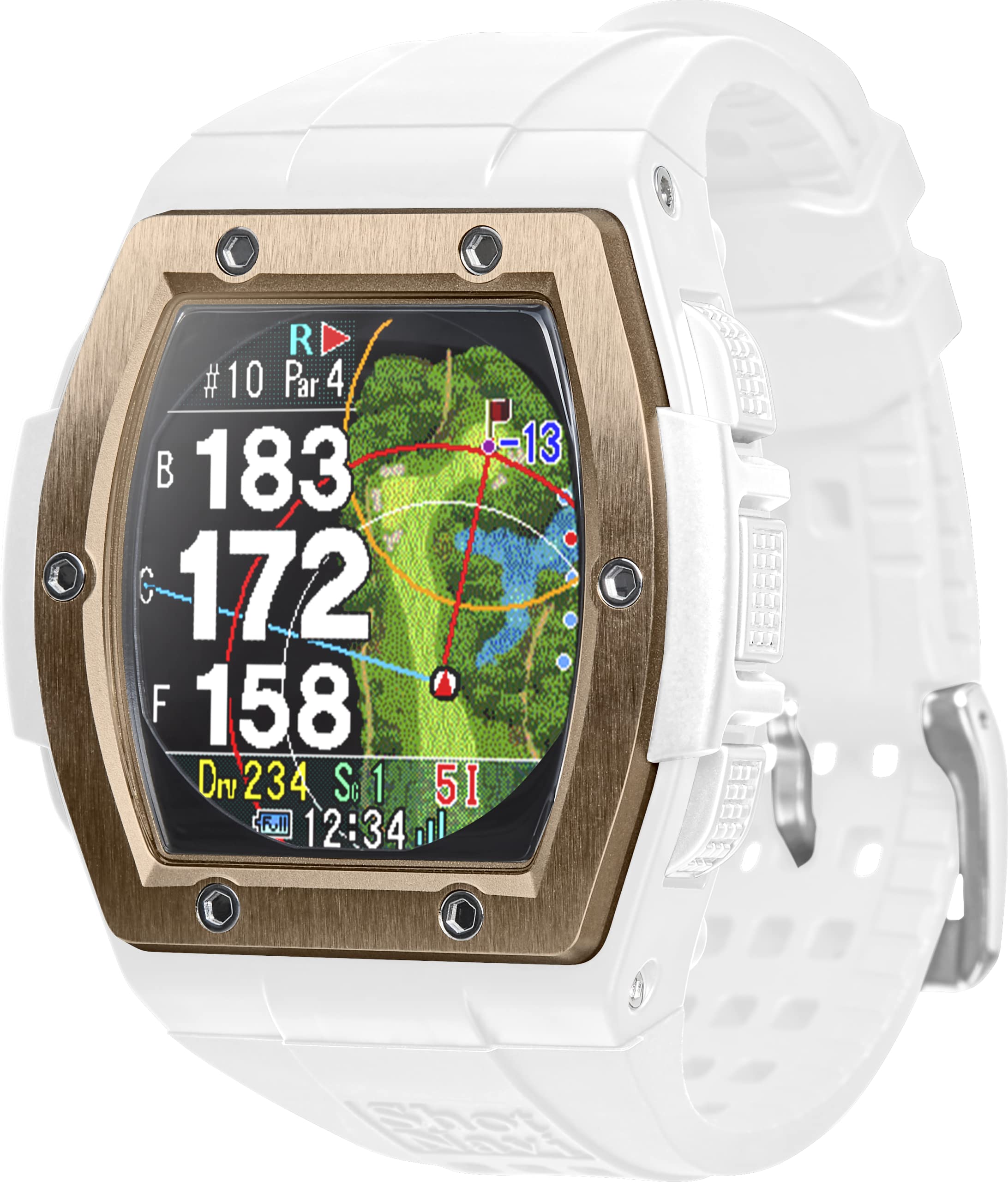 

Shot Navi Crest White x Rose Gold GPS Golf Golf Fairway Green Compatible with Overseas Courses Navigator, Rangefinder, Competition-Ready, Elevation,