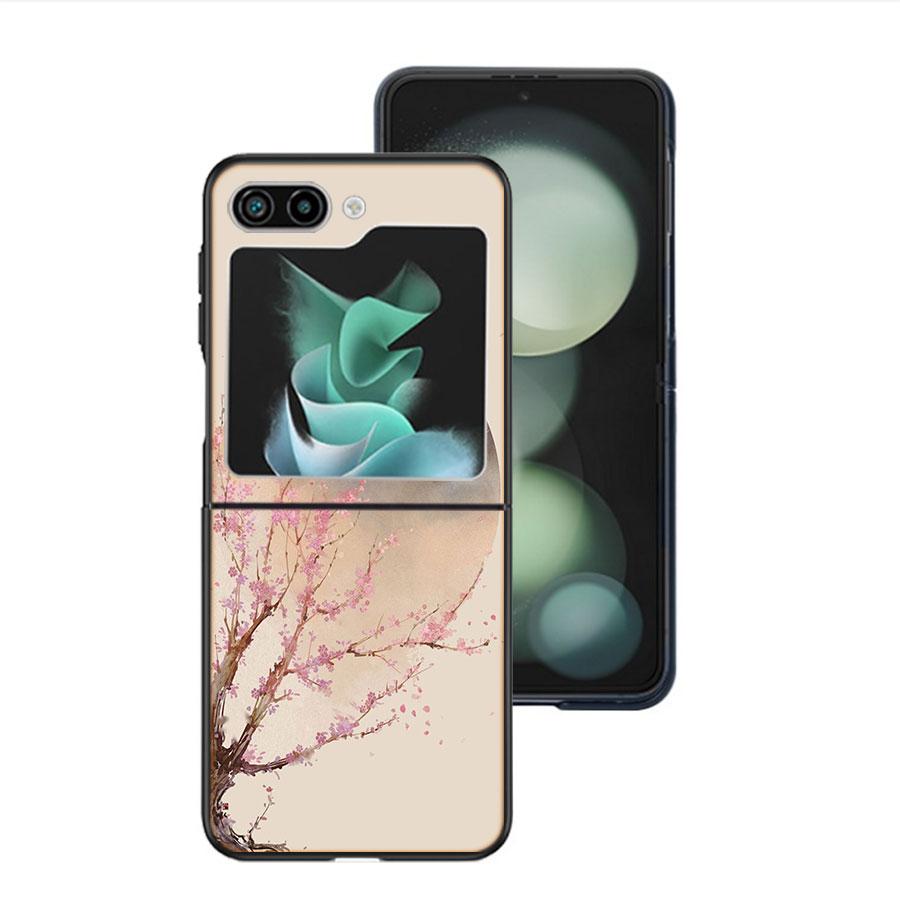Cherry Blossom Tree Shockproof Case For Samsung Galaxy Z Flip 7 5 4 3 Z Flip 6 5G Black Hard ZFlip3 Zflip4 Zflip5 Phone Fundas