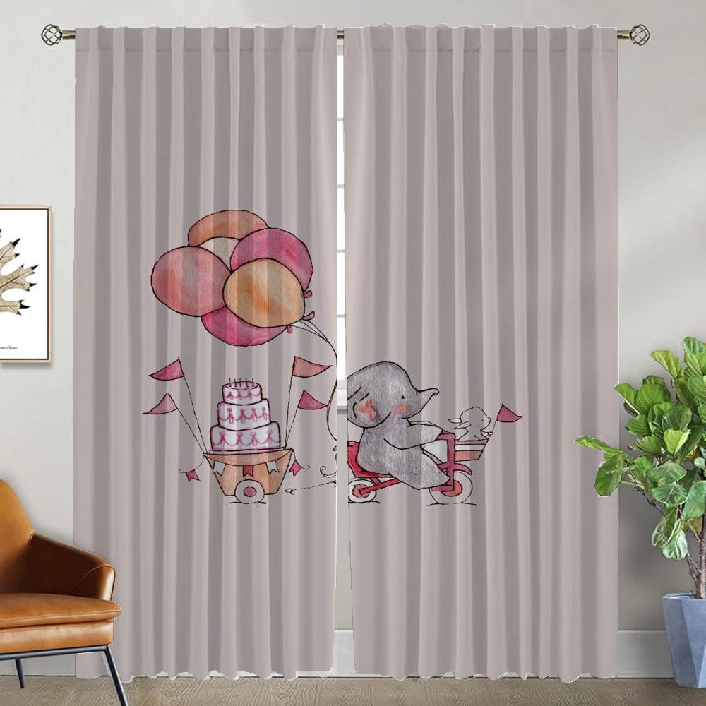

Слоны Домашние Интерьерные Шторы 2 Штуки Затемняющие Шторы для Камеры Тюль для Спальни Гостиной Штора Перегородка Жалюзи W50xH70cmx2pcs-CL