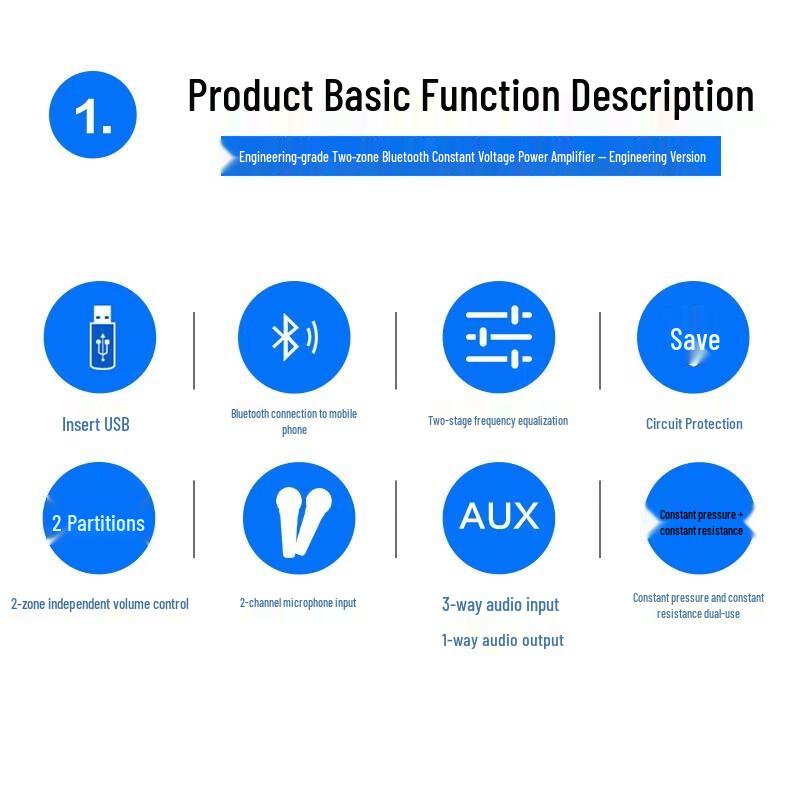 LINGSHENG Bluetooth PA System Power Amplifier CN Plug (adapter Included)