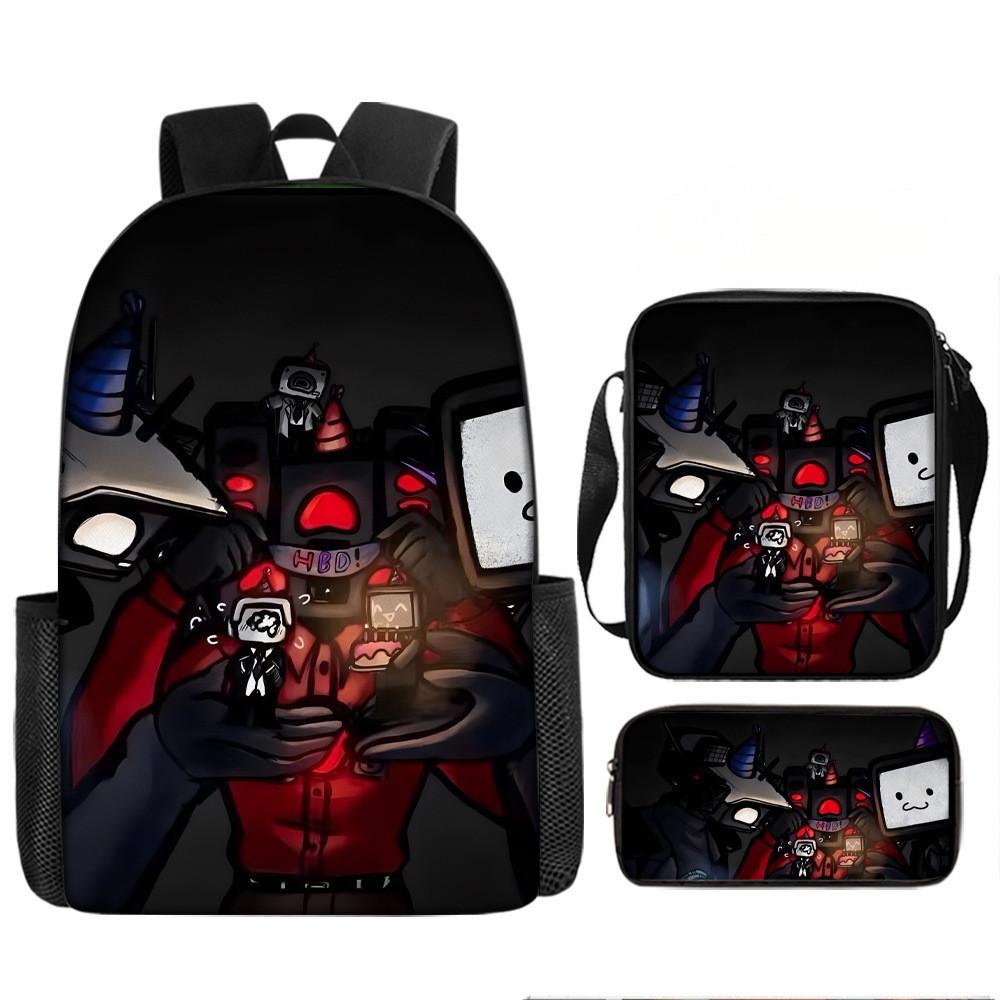 Skibidi Cartoon Toilet Printed Backpack Child Schoolbag Shoulder Bag Pencil Bag