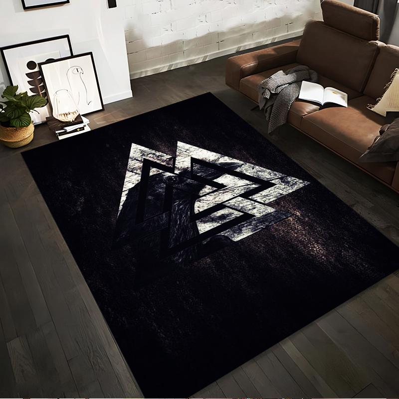 Viking Raven Symbol Rug Non-slip Rug Suitable for Living Room and Bedroom Sofas