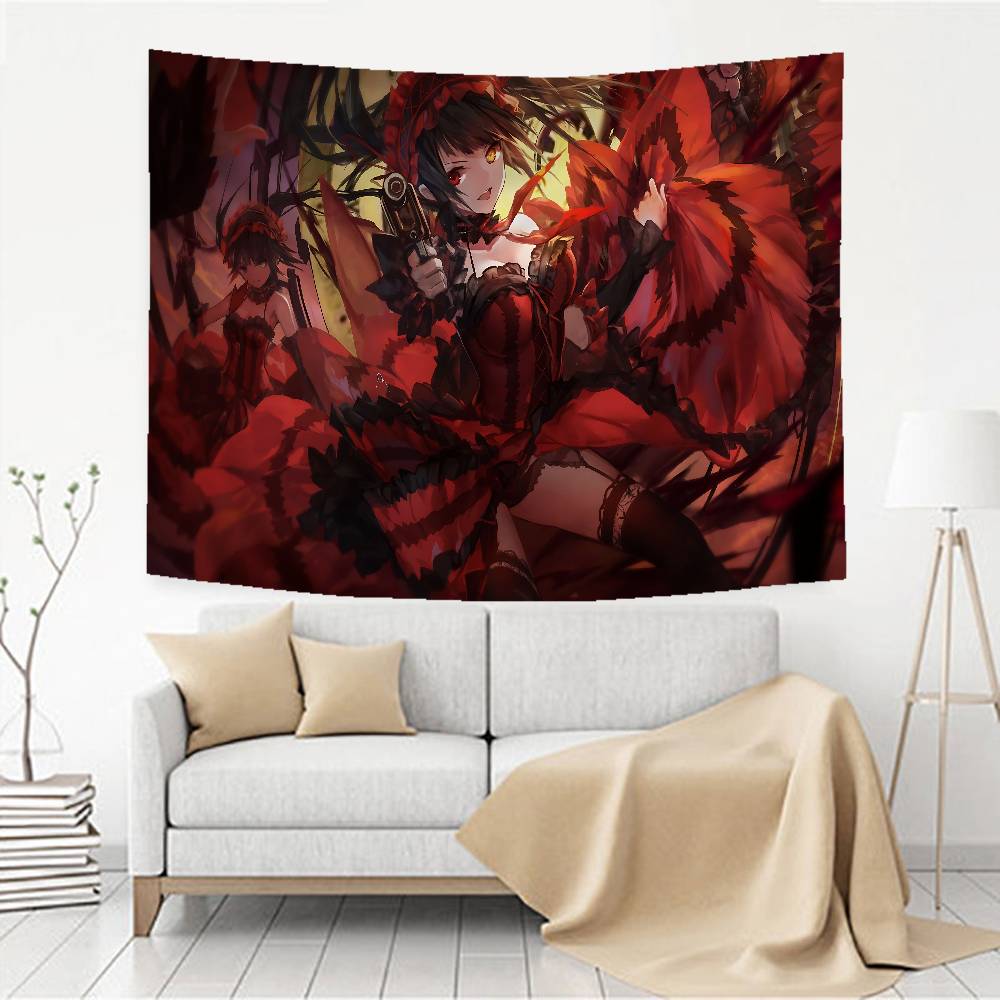 Tokisaki Kurumi Cartoon Printed Large Wall Tapestry Art Science Fiction Room Home Decor Decor Blanket