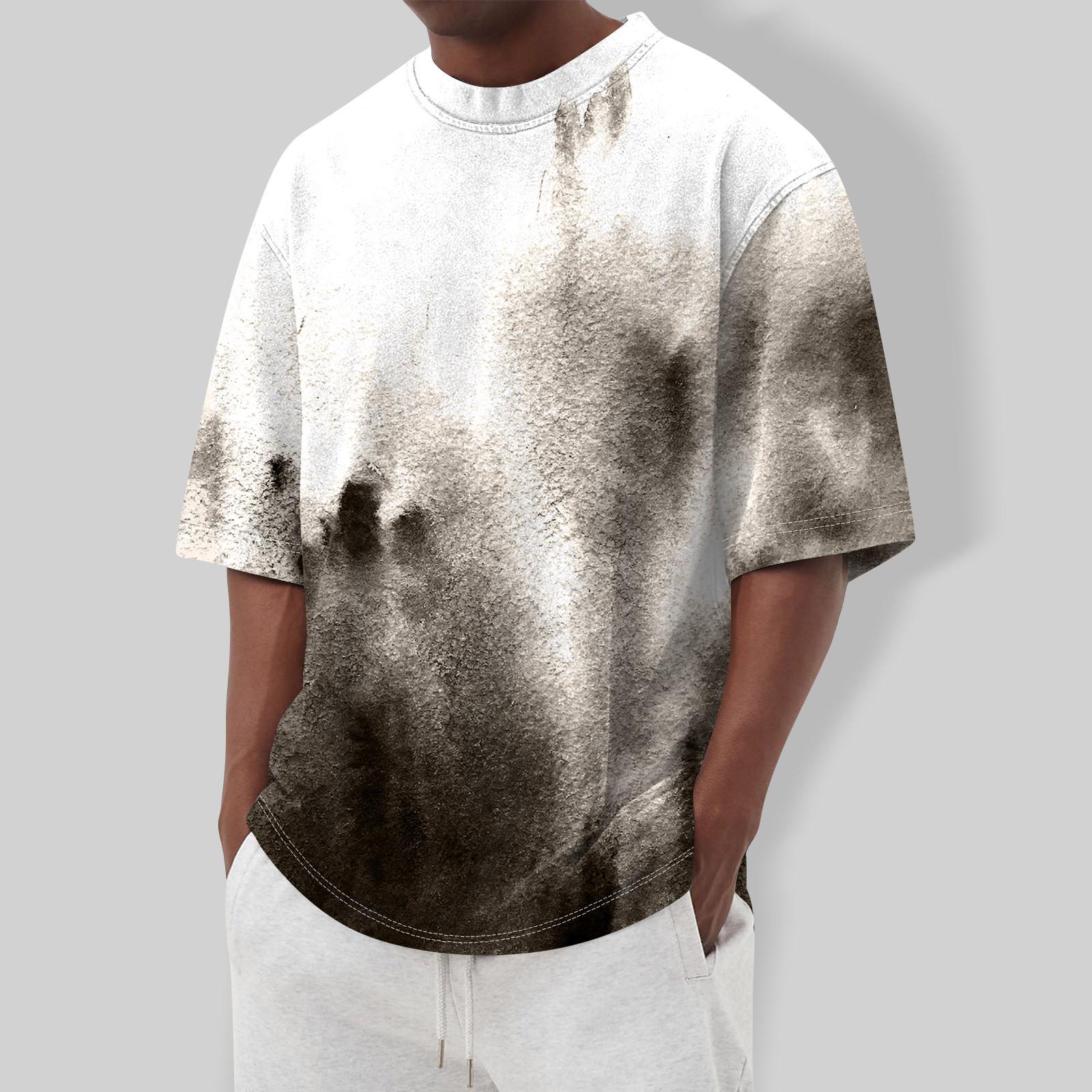 

Летняя мужская популярная футболка с круглым вырезом и коротким рукавом с принтом белый